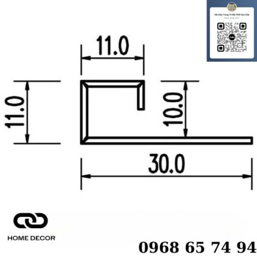 Nẹp inox bo vuông S-GV10, inox xước