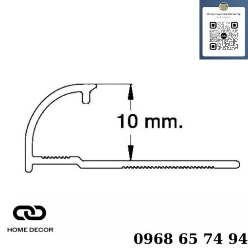 Nẹp nhôm bo góc tròn ATR100 (S), màu inox