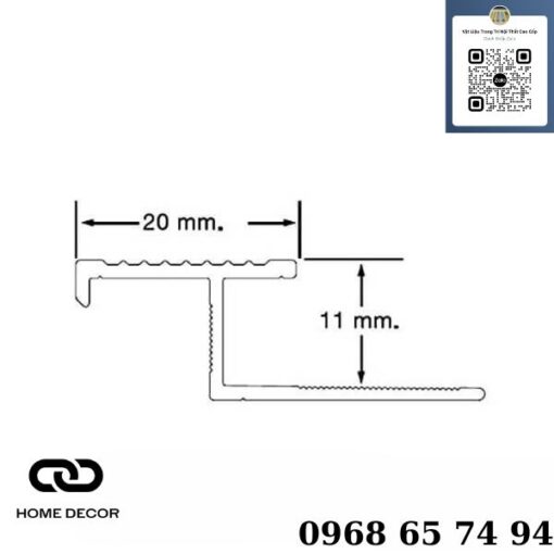 Nẹp nhôm chống trượt cầu thang AL2100, nhôm mờ