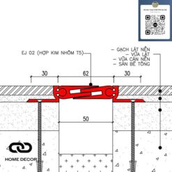 Nẹp nhôm che khe lún EJ02, Nhôm mờ