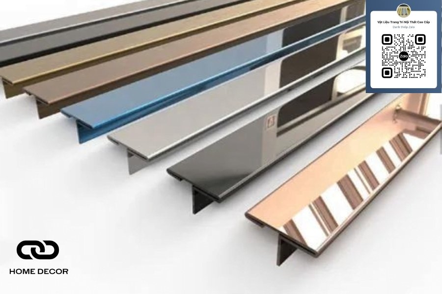 Nẹp inox mạ PVD đa dạng màu sắc vàng, đen, trắng, hồng