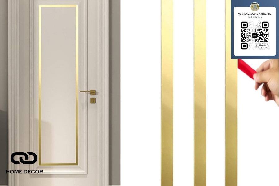 _hình ảnh khung cửa gỗ được hoàn thiện bằng nẹp inox